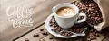 artissimo, Glasbild, 80x30cm, AG5435A, Kaffee/Cappuccino: Coffee Time, Bild aus Glas, moderne Wanddekoration aus Glas, Wandbild Küche modern, Küchenbild braun beige