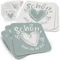 Funke & Brand Bierdeckel Schön DASS du da bist Funkegrün 50er Set - Ausgefallener Bierdeckel aus Holzschliffpappe - Coaster Getränkeuntersetzer Tischuntersetzer, Untersetzer für Gläser