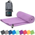 Fit-Flip Mikrofaser Handtuch - kompakte Microfaser Handtücher - ideal als Sporthandtuch, Reisehandtuch, Strandtuch - schnelltrocknend und leicht - Badetuch groß (70x140cm, Flieder)