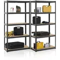 Lagerregal Basic 2er Set 180x90x40 Cm – 2 Schwerlastregale Mit 10 Böden – Max. 1750 Kg - Metall Verzinkt - Regale Kellerregal Metallregal - Grau - Juskys
