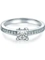 Tresor 1934 Damen-Ring Sterling Silber Zirkonia weiß im Brillantschliff - Verlobungsring Silberring Damen mit Stein Antragsring