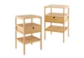 COSTWAY Nachttisch (2-St), mit 3-stufiges Lattenregal, Schublade, Bambus 40x40x68cm