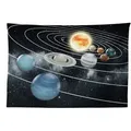 Abakuhaus Wandteppich aus Weiches Mikrofaser Stoff Für das Wohn und Schlafzimmer, rechteckig, Galaxis Sonnensystem Sonne Planeten grau|schwarz 230 cm x 140 cm