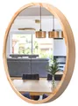 STOLARNIA PIKA Spiegel Rund Holz Naturkiefer - Wandspiegel mit Holzrahmen (47 cm) - Runder Badspiegel für Badezimmer, Flur, Wohnzimmer, Schlafzimmer