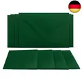 50 Klappkarten mit Umschlägen Set Dunkelgrün - DIN A6 Blanko Doppelkarten 14,8 x