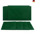 50 Klappkarten mit Umschlägen Set Dunkelgrün - DIN A6 Blanko Doppelkarten 14,8 x