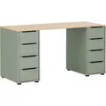 Möbelpartner Schreibtisch Elma, eiche / pistazie, mit Standcontainer, 140 x 73,1 x 55,5 cm