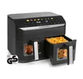 GOURMETmaxx Heißluftfritteuse Airfryer mit Doppelkorb 2x 4,5l 2400W, 2400 W, 8 Programme Touchscreen Pommes Steak wenig Fett 2 Speisen gleichzeitig