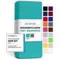 Jacobson Spannbettlaken aus 100% Baumwolle, Jersey Bettlaken 160 g/m2, Spannbetttuch mit Gummizug, pflegeleicht & viele Farben blau 180 - 200 cm x 200 cm