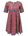 GURU SHOP Boho Minikleid, Sommerliches Minikleid, Baumwollkleid - Rostrot, Damen, Size:L