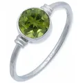 mantraroma Silberring TOLU aus 925 Silber mit Peridot (Ring mit Schmuckbeutel), Damenring aus 925er Silber grün 58