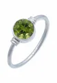 mantraroma Ring Silber Damen mit Stein Peridot Edelstein grün schlicht modern (MRG-191-59-(58))