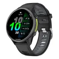Zweifarbiges Silikon Armband für Garmin Forerunner 970 Silber Schnalle Schwarz