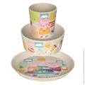 Koziol CONNECT PEPPA PIG Kindergeschirrset 3teilig | kleiner Teller + Schale + Becher | für Kinder ab 6 Monate | biozirkulärer Kunststoff, bruchfest, spülmaschinengeeignet (organic sand)