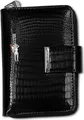 Jennifer Jones RFID Blocker echtes Leder Croco Optik Damen Frauen Brieftasche schwarz 9x3x12cm inkl. Feeanhänger D2OPJ711S