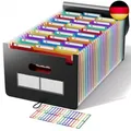 Dokumentenmappe A4, 26 Fächer Fächermappe Sortiermappe Bunte Datei Ordner Regenb