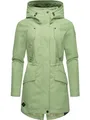 Ragwear leichter Damen Übergangsparka langer Regenmantel wasserdicht und atmungsaktiv mit großer Kapuze Begonia YOUMODO Dusty Green Gr. XL