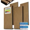 Juskys Wandpaneele Akustik 4er Set 2,88 qm - Verbesserte Akustik durch schallabsorbierende Materialien - Eiche Natur Dunkel - Dunkelbraun