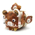 LES DÉGLINGOS - Aktivitätswürfel aus Stoff Speculos Der Tiger – Spielzeug mit Ton und Touchscreen für Babys – Entwicklungsspielzeug – Geschenk zur Geburt – 12 cm – Ocker
