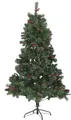 BELIANI Weihnachtsbaum 180 cm Grün Kunststoff/Metall inkl. LED Beleuchtung Ständer mit Zapfen geschmückt Weihnachten