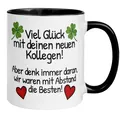 Momentals® Tasse Abschied | Kleeblatt & Herz | Viel Glück mit deinen neuen Kolle