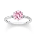 THOMAS SABO Silber-Ring für Damen Pinkfarbener Stein TR2474-051-9-58 Ringgröße 58/18,5