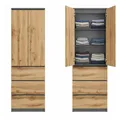 Home Collective Kleiderschrank, Garderobenschrank, Mehrzweckschrank 2-türig mit 3 Einlegeböden & 3 Schubladen | Schrank für Schlafzimmer, Flur oder Büro | 50x40x180 cm (BxTxH) | Anthrazit-Eiche