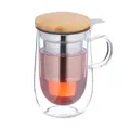 Teeglas Doppelwandglas Teetasse Teebecher Glastasse Isolierglas Glas Sieb Deckel