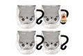 Intirilife Gläser-Set, 4-tlg., Glas, Thermo Glas Doppelwandig 200ml Kaffeetasse Teetasse Katzendesign 4-tlg