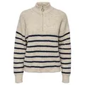 ONLY Strickpullover Gestreift, Reißverschluss, Bequemlichkeit, Modernes Design (1-tlg) ONLTOKYO L/S ZIP PULLOVER KNT NOOS braun S (36)