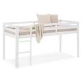 Homestyle4u Kinderhochbett 90x200 Holz Weiß Hochbett mit Leiter Kinderbett mit Rausfallschutz Jugendbett Etagenbett Kiefer Massivholz | Artikel 1433