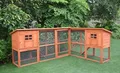 Mucola Hasenstall mit Freilaufgehege 251x190,5x104 cm Kleintiergehege Holz inklusive 2 Rampen Kleintierhaus Kaninchenstall