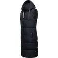 Navahoo Steppweste Schnuffelchen (1-tlg) warme Damen Outdoor-Weste lang mit Kapuze blau XS (34)