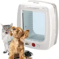 Ferplast Katzenklappe mit chiperkennung, hundeklappe kleine Hunde, 4-Wege Katzentür, mit Schutz vor Zugluft, inkl. Katzenhalsband mit Mikrochip, SWING MICROCHIP Mittel,Mikrochip haustierklappe, Weiß