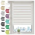 Doppelrollo Klemmfix ohne Bohren 30cm x 100cm Weiß Duo Rollo Klemmrollo Sonnenschutzrollo Fensterrollo für Fenster & Türen Zebrarollo Seitenzugrollo