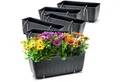 BigDean Blumenkasten 6x Bewässerungssystem + Halterung Rattan-Optik Anthrazit 39x15,5x14cm (Set, 6 St., Balkonkästen), Bruchfest, Bewässerungssystem, Wasserspeicher, Halterung
