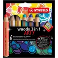 Stabilo Buntstifte woody 3 in 1 ARTY, 8806-1-20, Multitalent-Stift, inkl. Spitzer, 6 Stück
