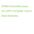 STABILO Buntstifte woody 3in1 ARTY mit Spitzer 10cm 6 Stück Kartonetui