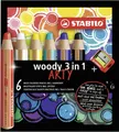 Buntstift, Wasserfarbe & Wachsmalkreide - STABILO woody 3 in 1 - ARTY - 6er Pack