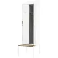 JAN NOWAK Umkleideschrank Spind mit Sitzbank KACPER 2 Abteile 229,5 x 60 x 85 cm Weiß