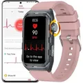 DigiKuber Smartwatch mit 1,47 Zoll Display, ECG, SpO2, Schlaf- & Stressmonitor, Fitness-Tracker, IP68 wasserdicht für Android iOS - Rosa