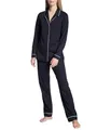 CALIDA Night Lovers Pyjama, durchgeknöpft Damen, aus 100% PIMA-Baumwolle, mit stoffbezogenem Gummibund
