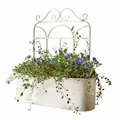 Loberon Pflanzkorb Marwin, feine Handarbeit, Vintage-Look & Romantik pur, Verziertes Design, Pflanztopf, Gartenzubehör, Dekoration, Eisen, antikweiß