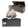 Grindi - Aufbewahrungsbox mit Deckel - Auflagenbox Larus - Gartenbox - Kissenbox 390 L - Outdoor Schrank - Paketbox - Sitzbank mit Stauraum - Gartenhaus - Geräteschuppen - Truhe mit Deckel