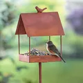 Dekoleidenschaft Rost Gartenstecker Vogelhaus aus Metall mit Edelrost, Vogelhäuschen, Vogelfutterhaus, Futterhaus