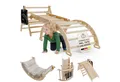 Juskys Klettergerüst Movario Klein, (4-St), Indoor Kletterdreieck, Kletterbogen mit Kissen, Rutsche, Tafel