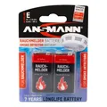 Ansmann 1515-0006 Alkaline Batterie für Rauchmelder, 9V E-Block, 2er Pack (1515-