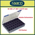 RAACO Sortimentskasten B 338 x T 261 x H 57mm mit 32 festen Fächern - schlagfest