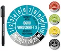 Frank Paperman® 300x DGVU V3 Prüfplaketten blau 20 mm Durchmesser inkl. Folienstift, Prüfplaketten Nächster Prüftermin, UV-beständig, Hohe Klebkraft, 5 Farben, 2 Größen