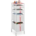 Relaxdays Kommode für Kinder Stahl Weiß Rosa Höhenverstellbar 109,5 cm x 36 cm x 40,5 cm